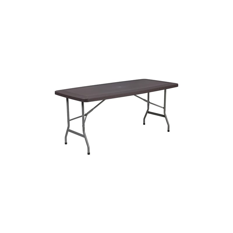 Bowery Hill Plastic Folding Table in Brown