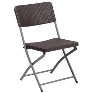 bowery hill plastic rattan folding chair in brown