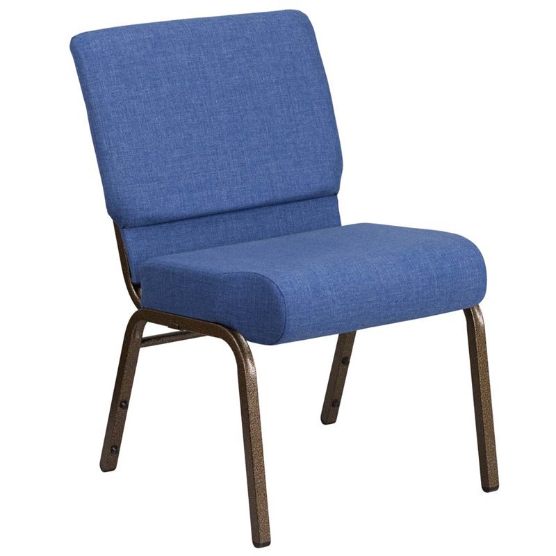 Bowery Hill Fabric Church Chair in Blue and Goldvein
