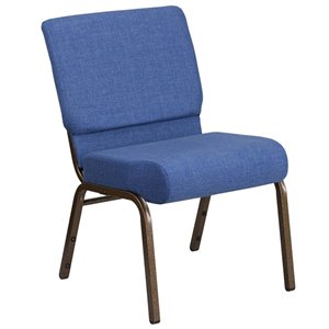 Bowery Hill Fabric Church Chair in Blue and Goldvein