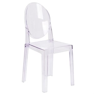 Bowery Hill 18.25&quot Plastic Oval Back Ghost Chair in Transparent Crystal Clear
