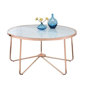 Bowery Hill Coffee Table in Frosted Glass and Rose Gold
