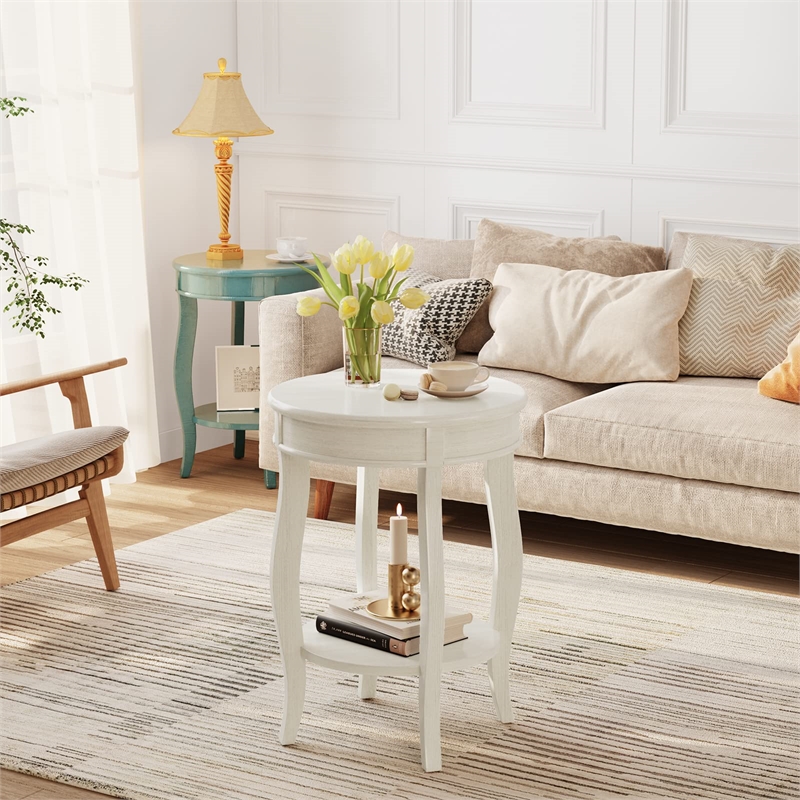 Bowery Hill End Table in Antique White