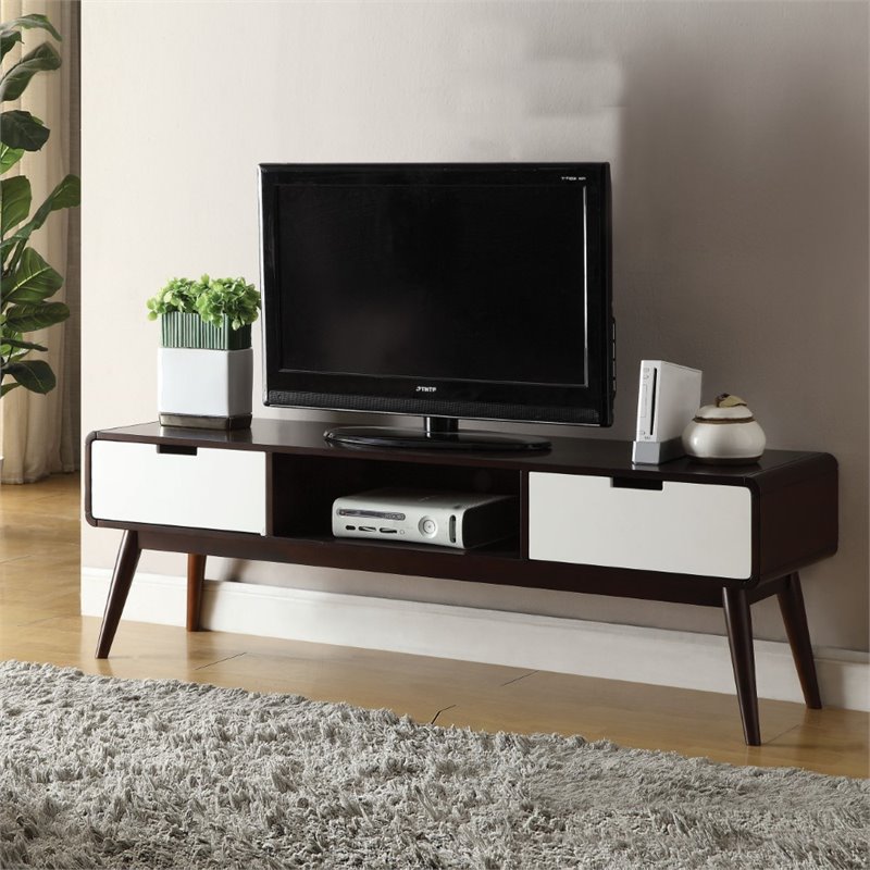 Bowery Hill TV Stand in Espresso and White