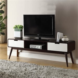 Bowery Hill TV Stand in Espresso and White