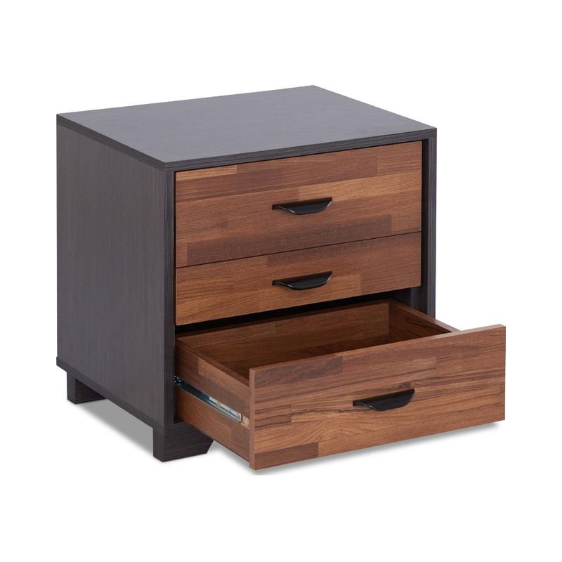 Bowery Hill 3 Drawer Nightstand in Walnut
