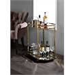 Bowery Hill Contemporary Metal Serving Cart in Mirrored/Gold