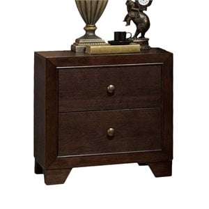 Bowery Hill Modern Metal Nightstand in Chocolate Finish