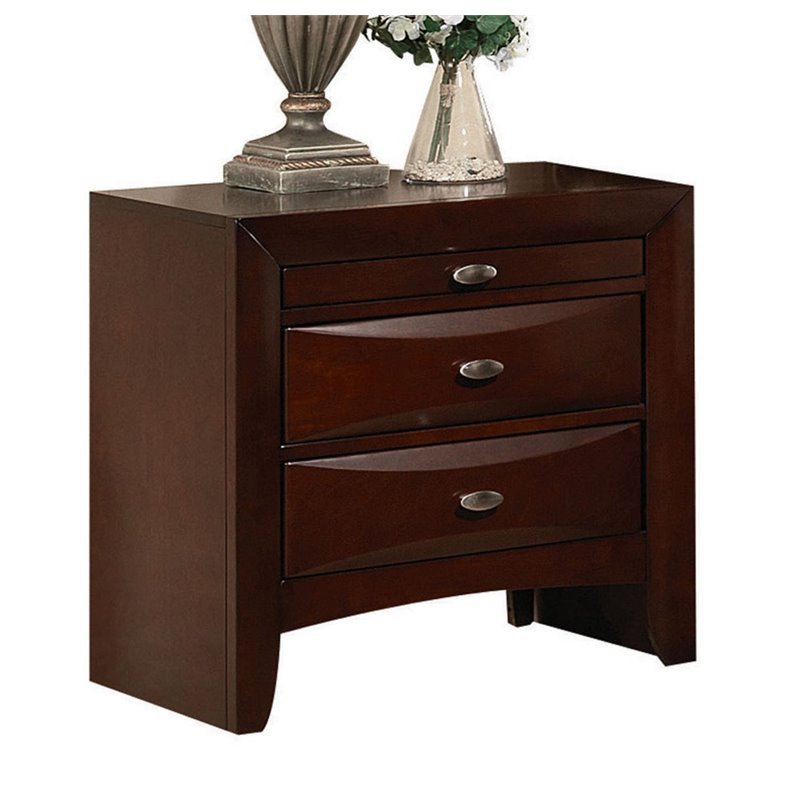 Bowery Hill Modern Metal Nightstand in Chocolate Finish