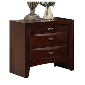 Bowery Hill Modern Metal Nightstand in Chocolate Finish