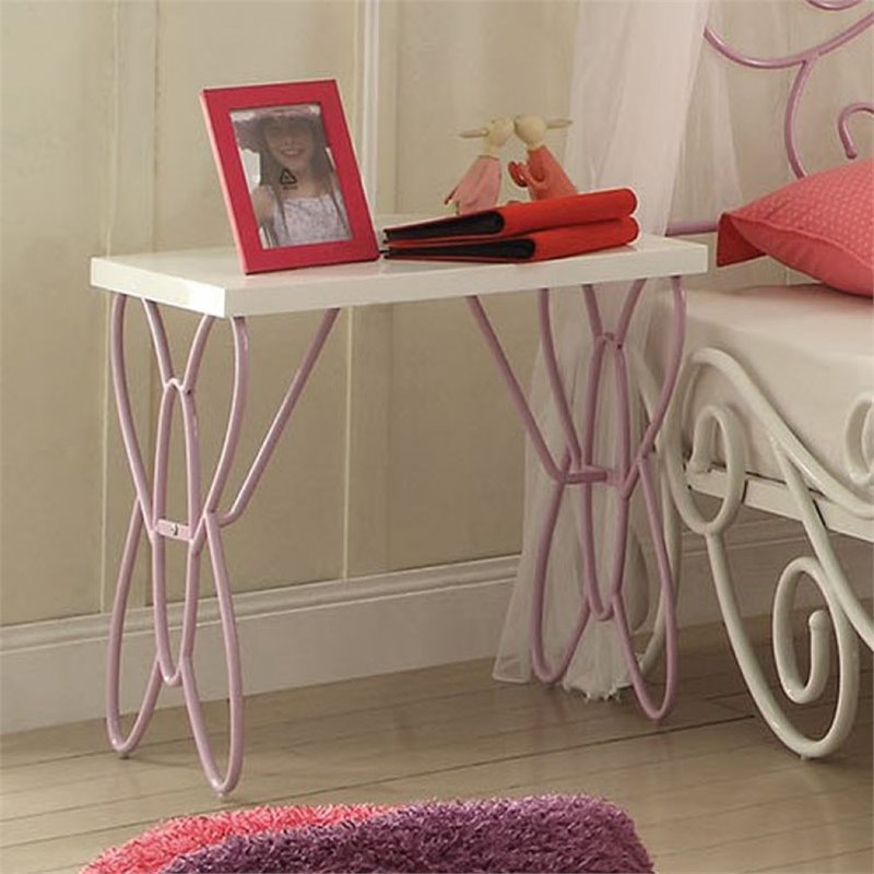 Bowery Hill Nightstand in White and Light PUrple