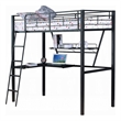 Bowery Hill Metal Frame Twin Loft Bed with Desk in Black and Silver