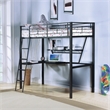 Bowery Hill Metal Frame Twin Loft Bed with Desk in Black and Silver