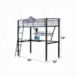 Bowery Hill Metal Frame Twin Loft Bed with Desk in Black and Silver