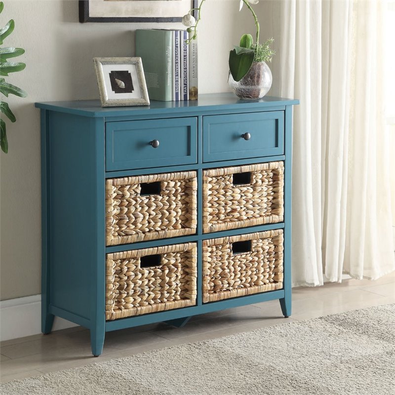 Bowery Hill 6 Drawers Traditional Wood Chest in Turquoise Teal