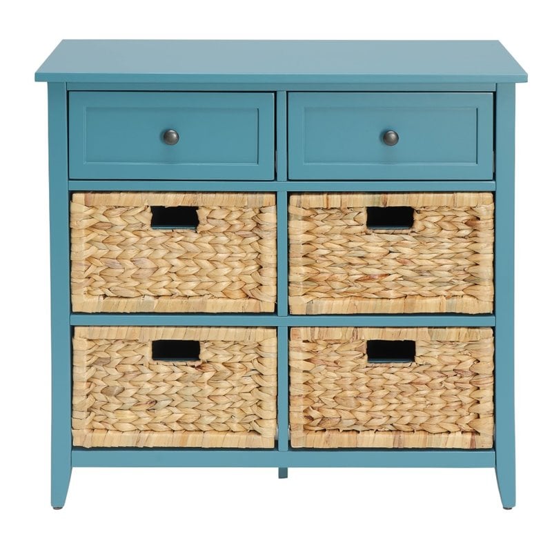 Bowery Hill 6 Drawers Traditional Wood Chest in Turquoise Teal