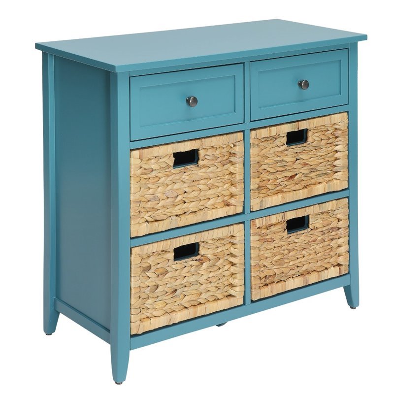 Bowery Hill 6 Drawers Traditional Wood Chest in Turquoise Teal