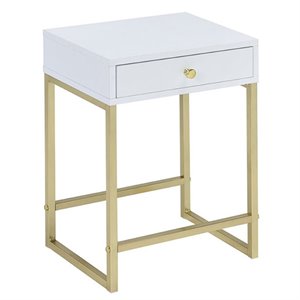 Bowery Hill End Table in White and Brass