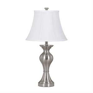 bowery hill metal table lamp in brushed silver (set of 2)