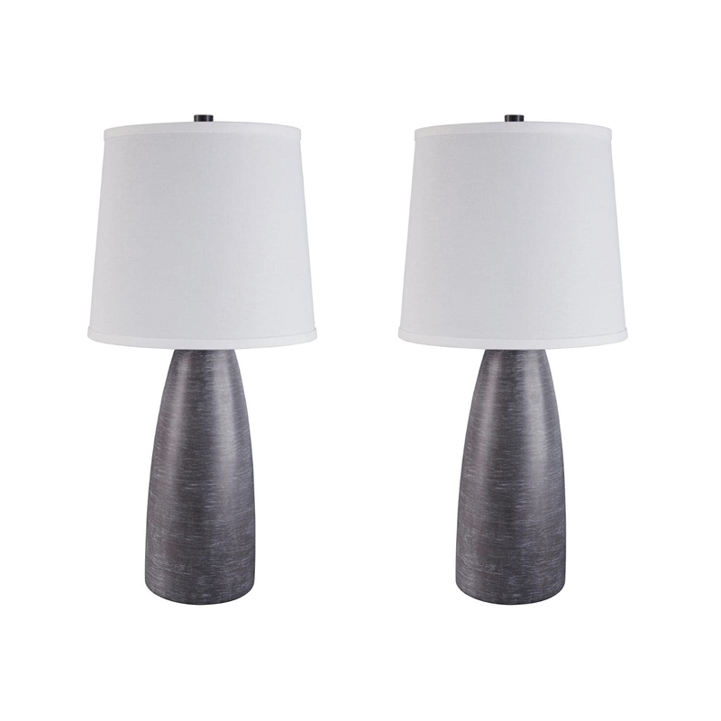 Bowery Hill Poly Table Lamp in Gray (Set of 2)