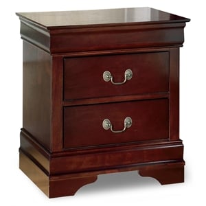 Bowery Hill Engineered Wood 2-Drawer Bedroom Nightstand in Reddish Brown