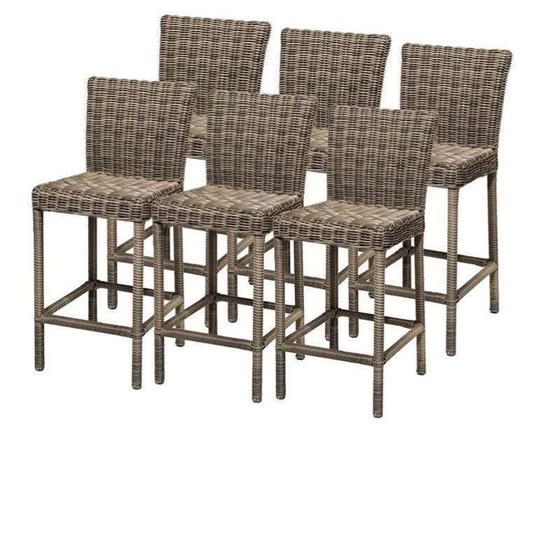 Bowery Hill Outdoor Wicker Bar Stools In Vintage Stone Set Of 6 Bowery Hill Outdoor Wicker Bar Stools In Vintage Stone Set Of 6 Bh 639264
