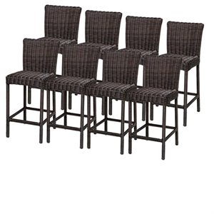 bowery hill outdoor wicker bar stools in chestnut brown (set of 8)