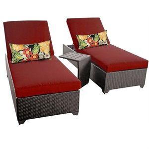 bowery hill 2 wicker patio lounges with side table in terracotta