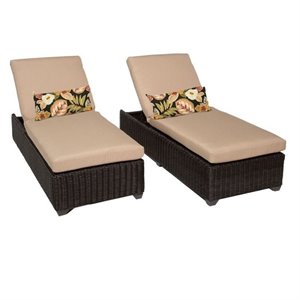 bowery hill wicker patio lounges in wheat (set of 2)