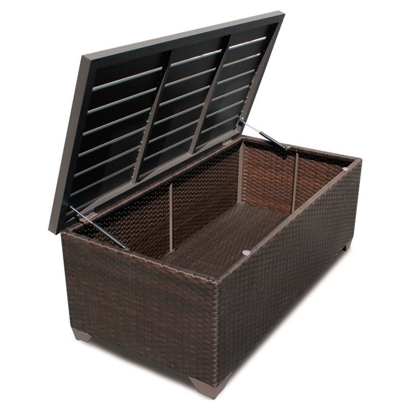 Bowery Hill Outdoor Wicker Storage Coffee Table in Espresso Cymax