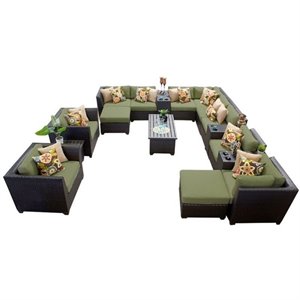 bowery hill 17 piece outdoor wicker sofa set in cilantro