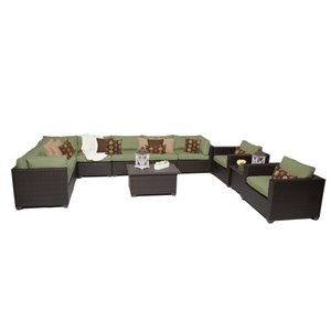 bowery hill 11 piece outdoor wicker sofa set in cilantro