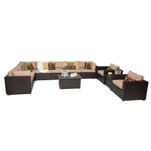 bowery hill 11 piece outdoor wicker sofa set in wheat