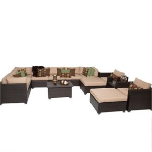 bowery hill 13 piece outdoor wicker sofa set in wheat