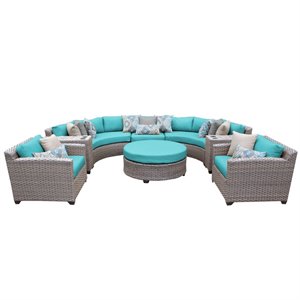 bowery hill 8 piece patio wicker sofa set in turquoise
