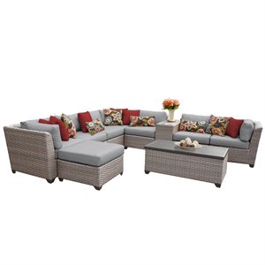 bowery hill 10 piece patio wicker sectional set