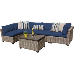 bowery hill 6 piece patio wicker sectional set in navy