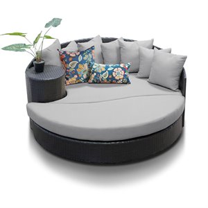 bowery hill round patio wicker daybed in gray