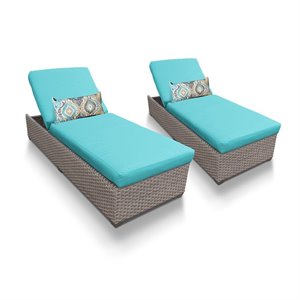 bowery hill patio chaise lounge in turquoise (set of 2)