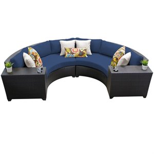 bowery hill 4 piece patio wicker sectional set in navy
