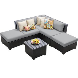 bowery hill 6 piece patio wicker sectional set in gray