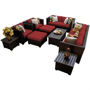 bowery hill 12 piece patio wicker sofa set in red