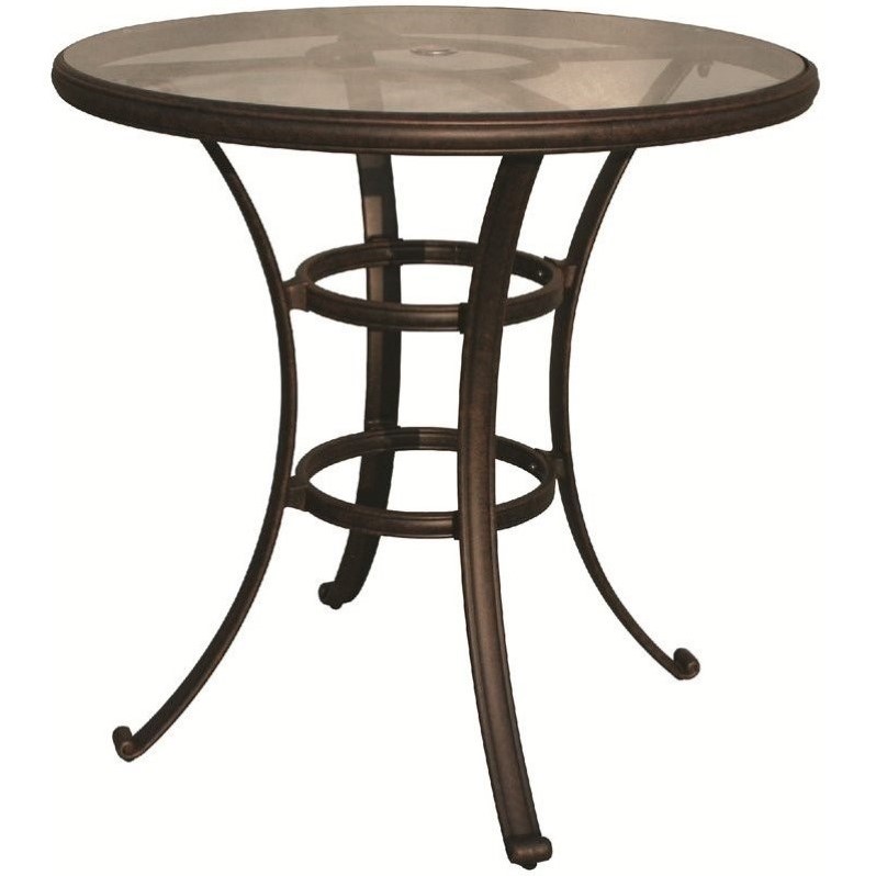 Bowery Hill 42 Round Glass Top Patio Pub Table In Antique Bronze Bowery Hill 42