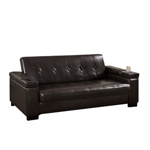 bowery hill leather sleeper sofa in espresso