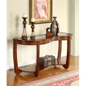 Bowery Hill Curved Console Table in Dark Cherry