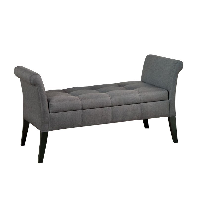 Bowery Hill Upholstered Storage Bench in Gray BH1446280