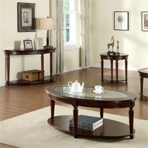 bowery hill 3 piece coffee table set in dark cherry