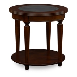 Bowery Hill End Table Coffee Accent Table Round in Wood - Cherry