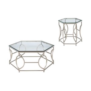 bowery hill 2 piece table set in chrome