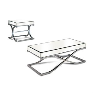 bowery hill 2 piece coffee table set in chrome